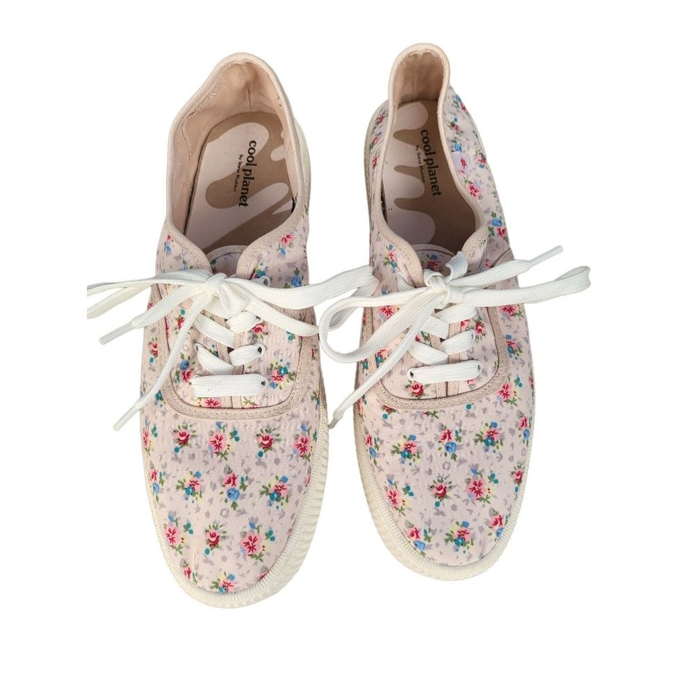 Cool Planet By Steve Madden Shoes‎ 11M Womens Pink Platform Floral Shoes Lace Up